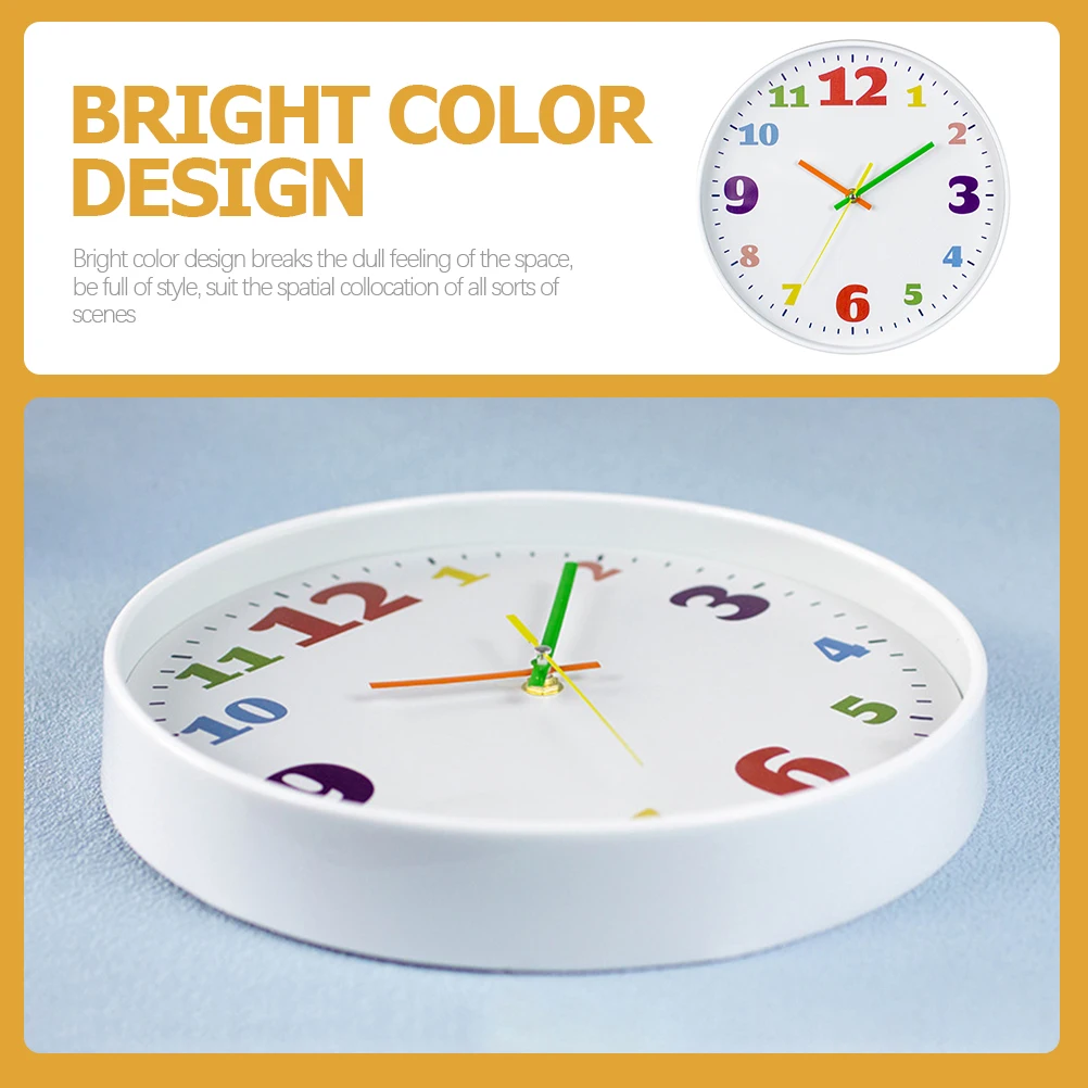 

Silent Wall Clock Decor Round Shape for Bedroom Kitchen Office Glass Iron Construction High Grade Materials
