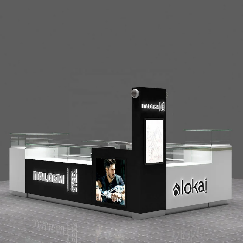 (Op Maat) Ontwerp Retail Sieraden Winkel Lay-Out Kiosk Sieraden Winkel Decoratie Met Display Showcase