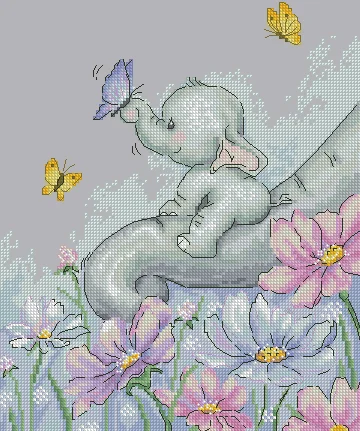 Embroidery Cross Stitch Kits Craft DIY Needlework Cotton Canvas Luca-S B1183 Butterfly and Elephant 32CT 28CT Metallic aida