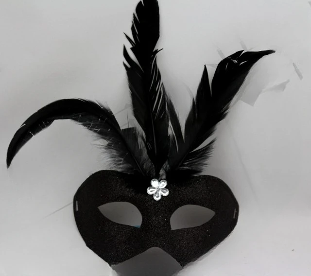 The product can be customized.Italian mask bauta Princess Ball mask with painted corners and beaded feather mask.