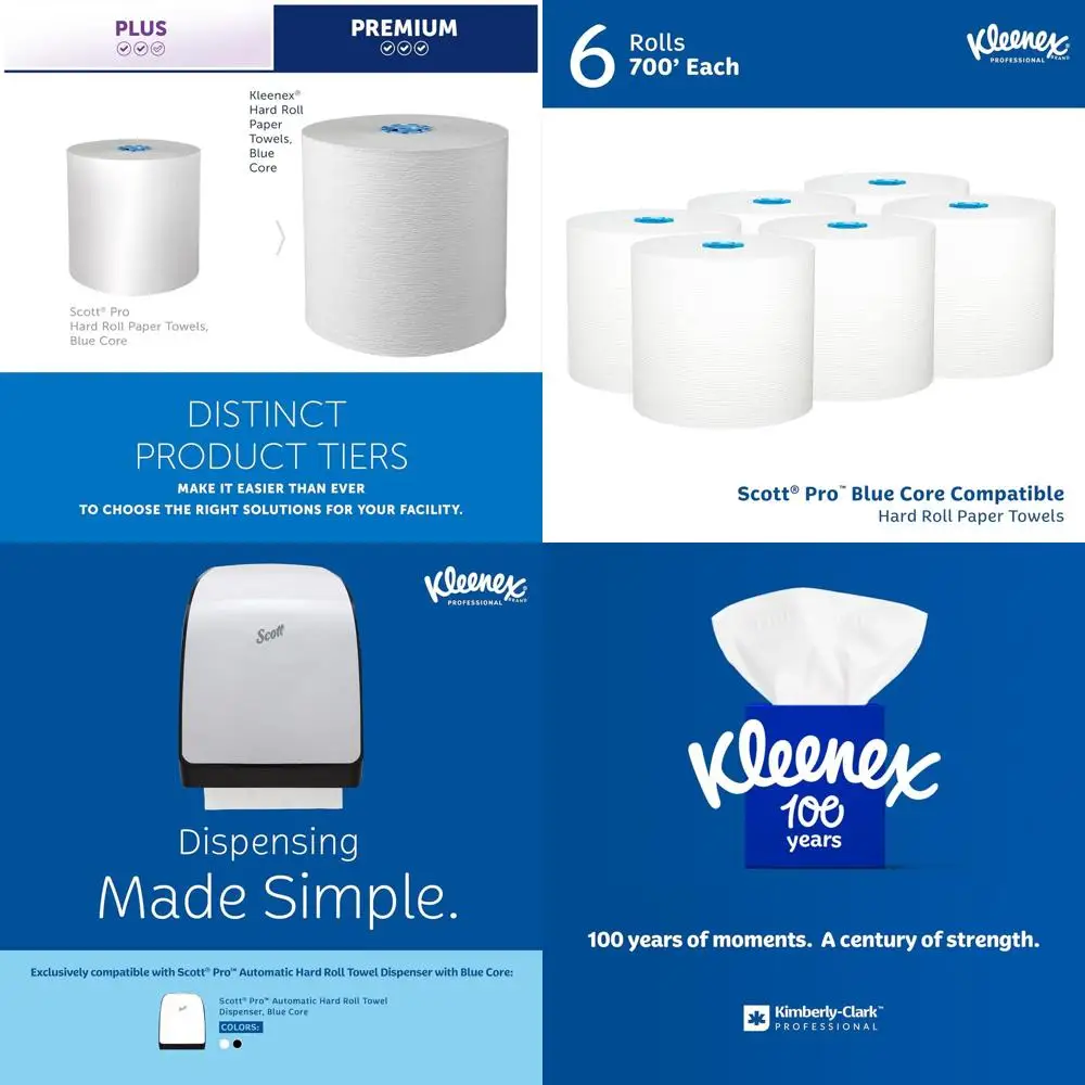 

Premium Absorbent Hard Roll Paper Towels, White, Dispenser (Blue-Core), 700 Sheets/Roll, 6 Rolls/Case, 4,200 Sheets/Case