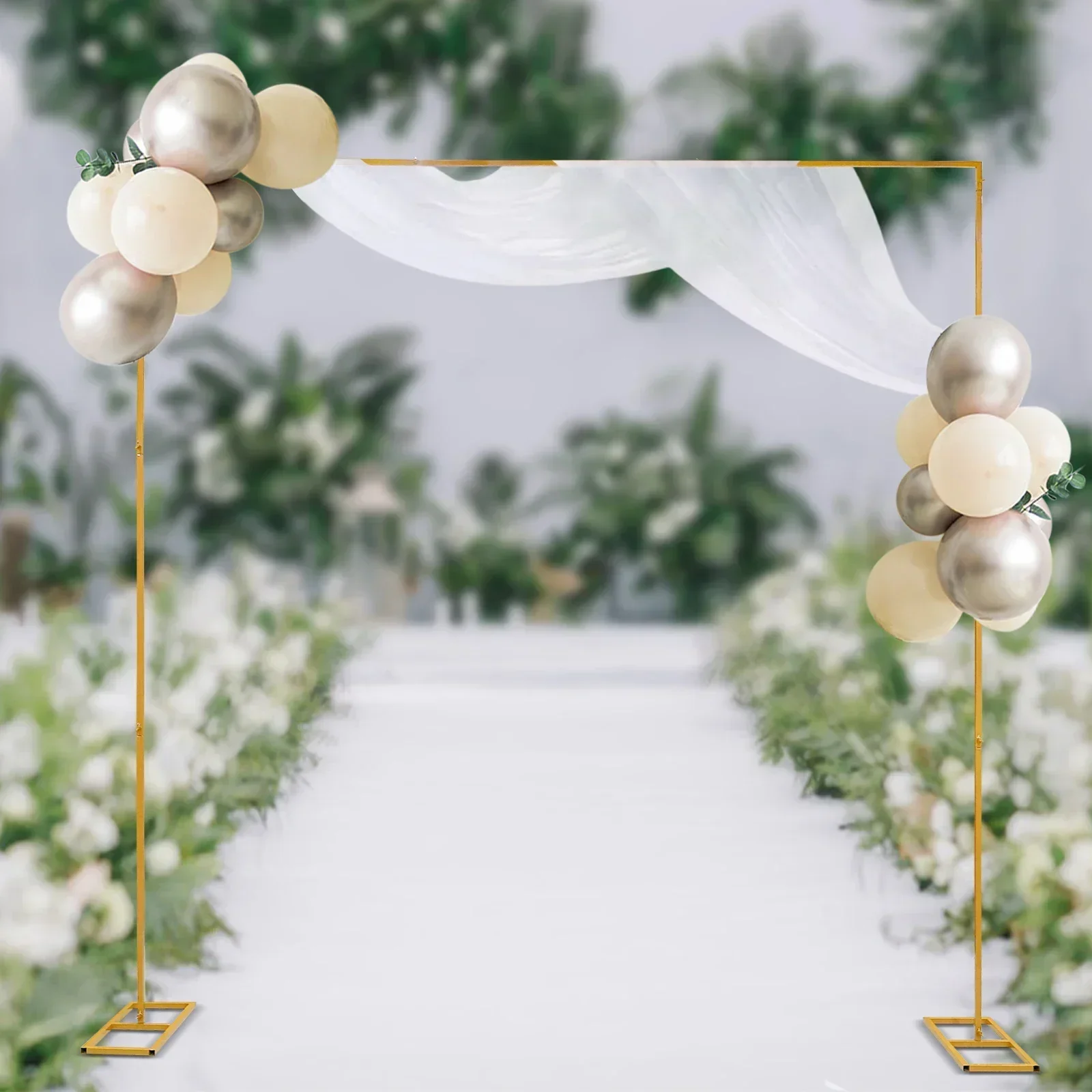 

Gold Wedding Arches, 9.8FT*9.8FT Adjustable Arch Backdrop Stand, Square Balloon and Flower Metal Wedding Arch Frame