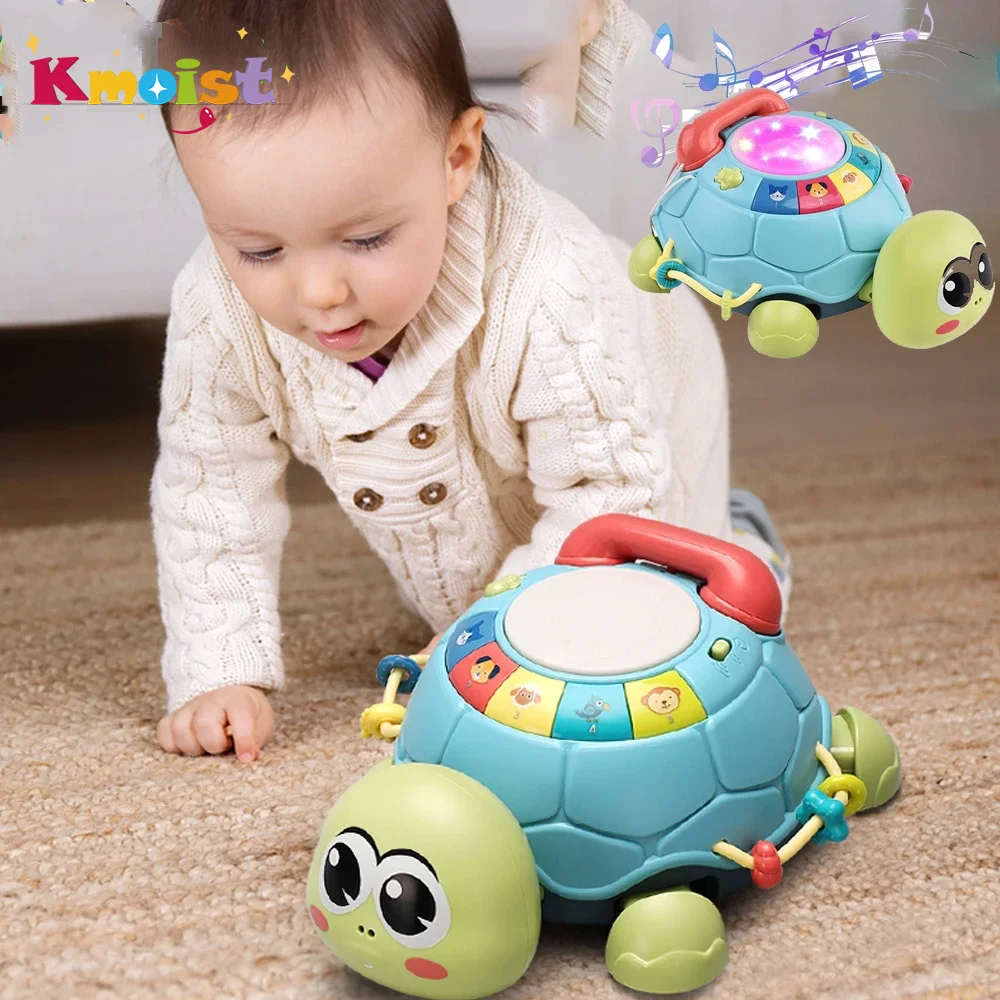 조기 아기 장난감 학습 교육 이야기 기계 다기능 아기 퍼즐 6개월 아기 기어다니기 음악 거북이 전화기