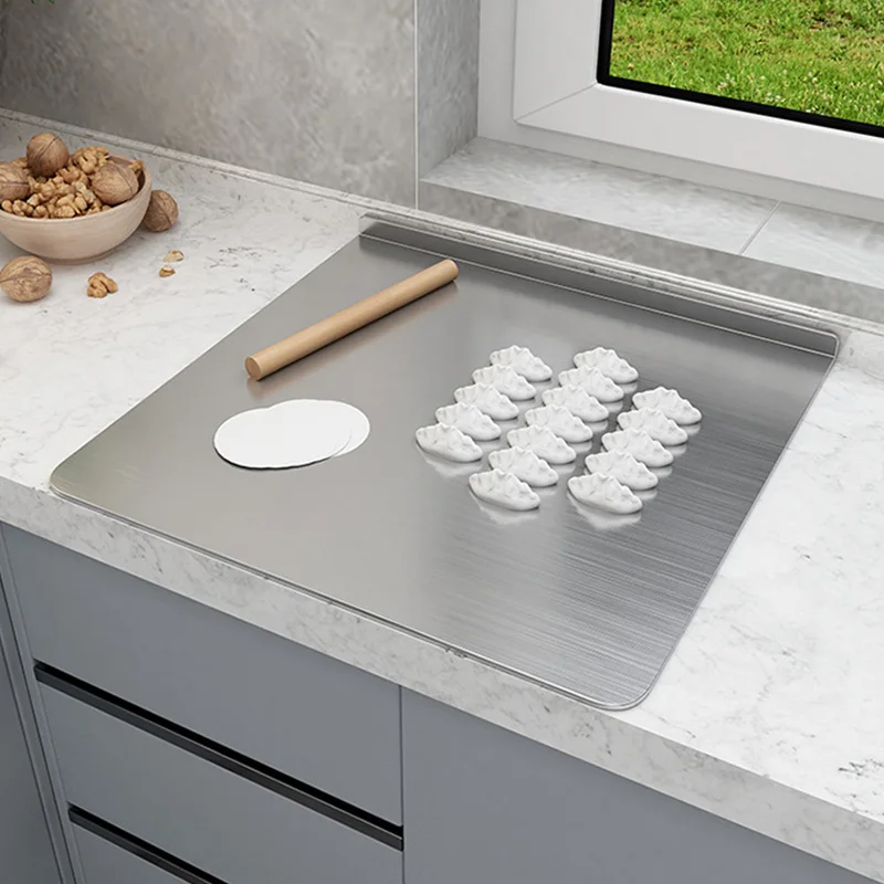 316 Stainless Steel Panel Rolling Dough Board Chopping Block Thickened Countertop Kneading Antibacterial Mould-Proof Easy Clean