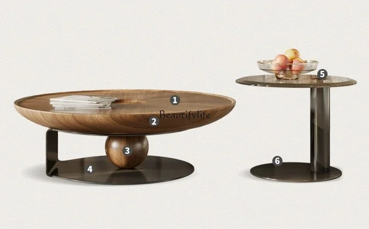 

x4 Modern Simple Living Room Home Small Apartment Light Luxury High Sense round Tea Table
