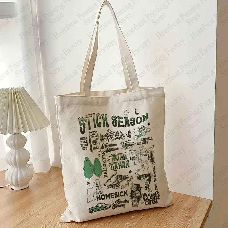 Stick Season Pattern Tour Merch Tote Bag Music Lover Gift Bags borsa di tela da donna borse a tracolla riutilizzabili per i viaggi vita quotidiana