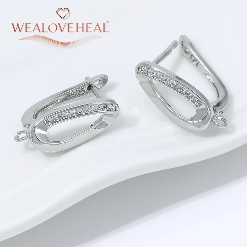 schmuckherstellung zubehör, Rhodiumplattierte Messing-Ohrringhaken mit Mikro-Pavé-CZ, gedrehtem ovalem Design und Öse, Schmuckzubehör für DIY-Ohrhänger – Detail 19