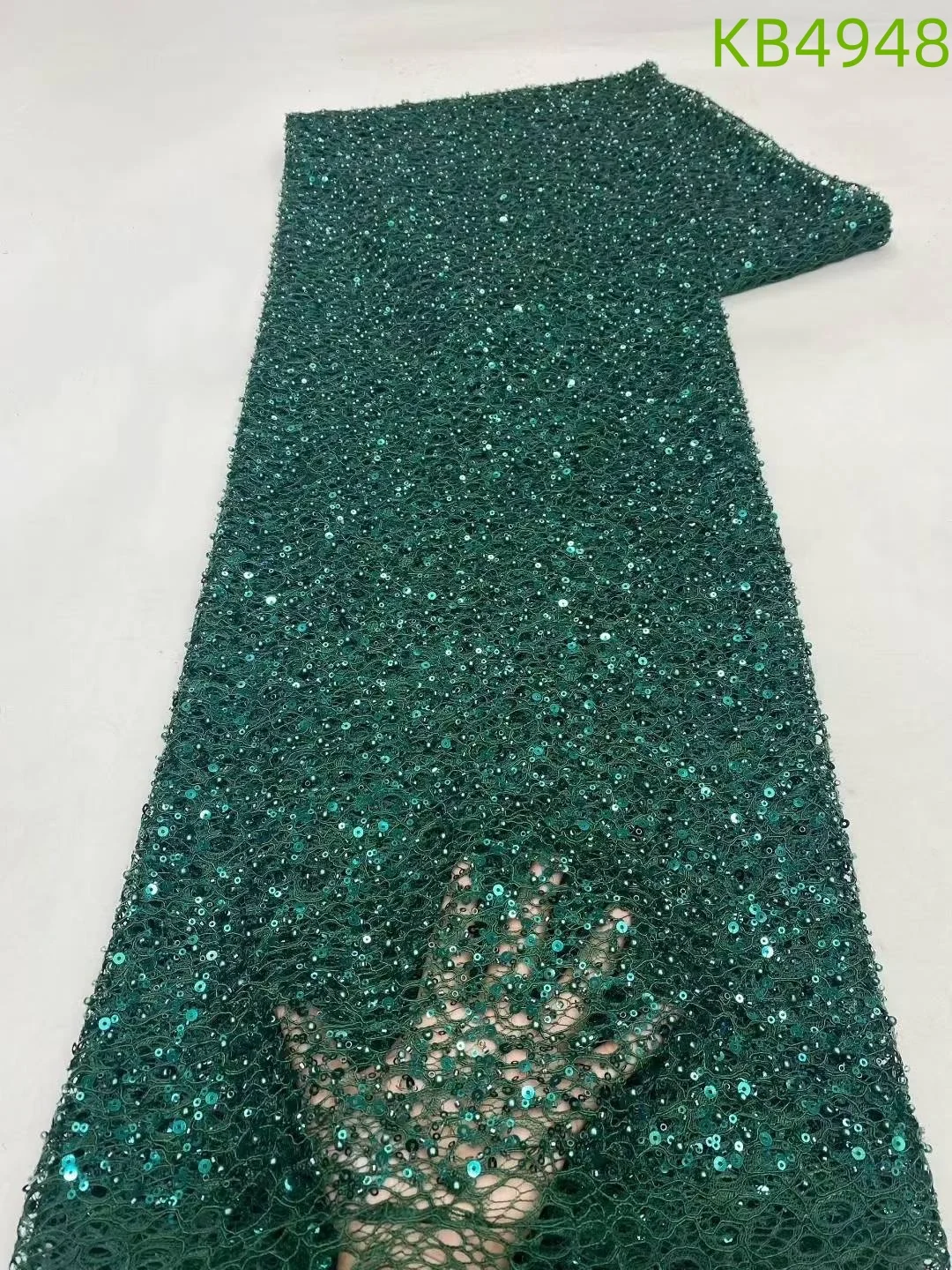 African Lace Fabric 5 Yards High Quality 2024 Black Beaded Lace Fabrics White French Mesh With Sequence For Sewing KB4948