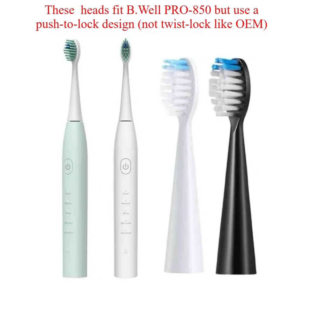 

4pcs Replacement Toothbrush Heads For B.Well PRO-850 Sonic Electric Toothbrush Soft DuPont Bristles Nozzles B.Well PRO850