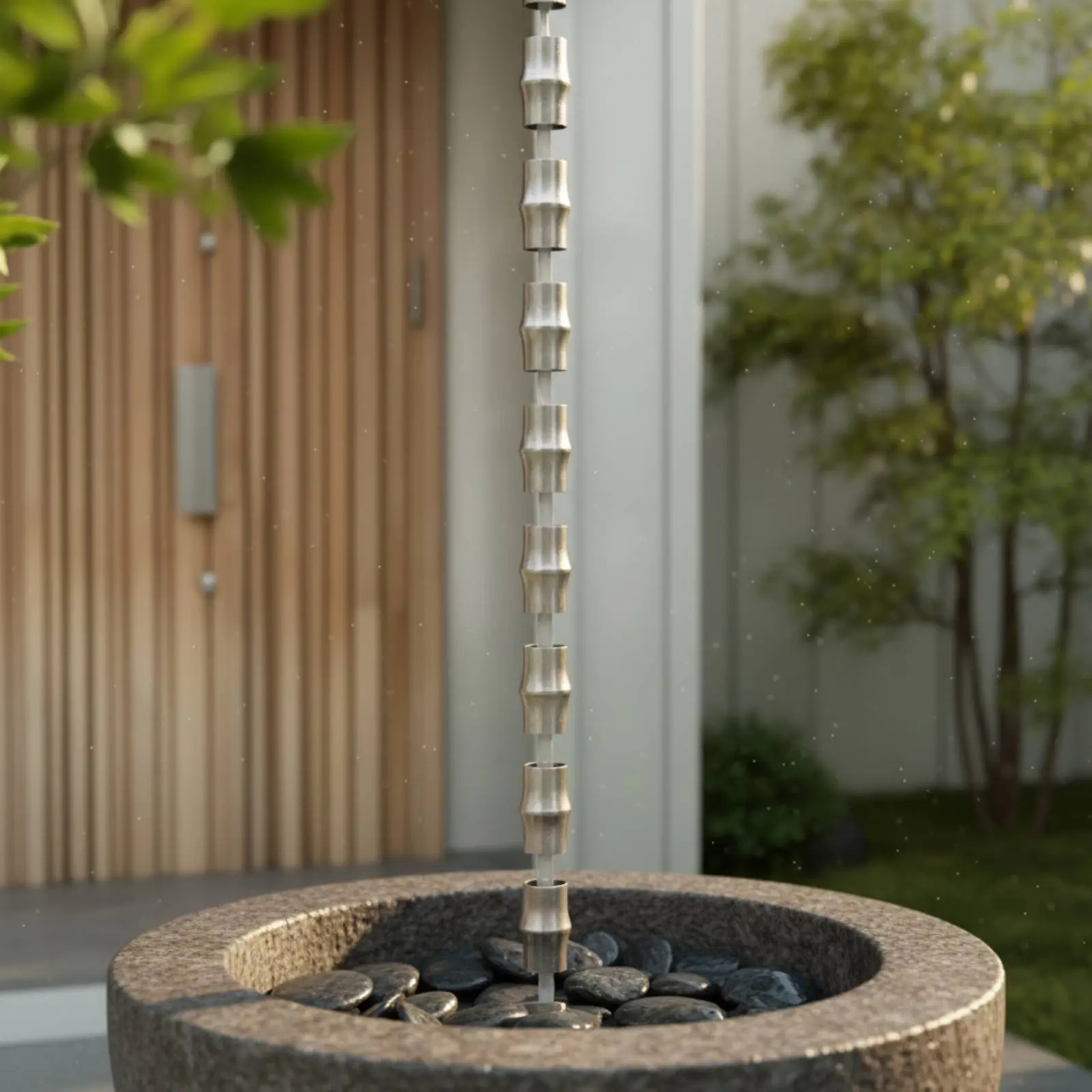 Bamboo Joint Rain Chain Artistic Design Japanese Design Rain Chain Garden Decor Soothing Sound Gutter Accessory Easy to Install