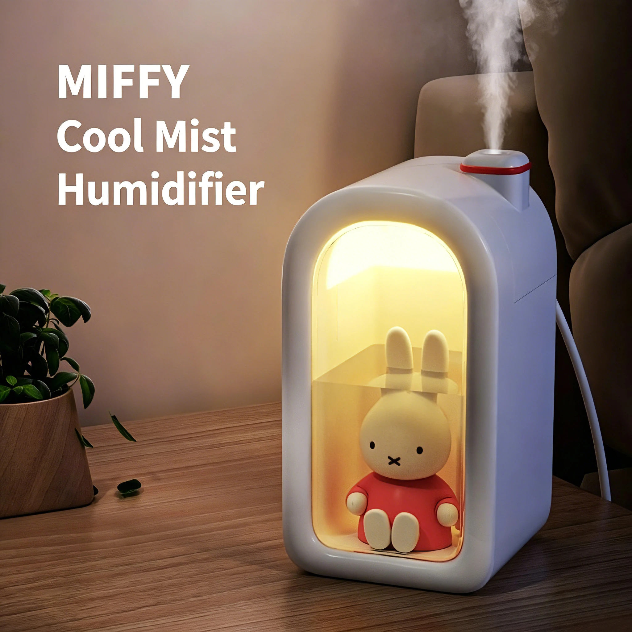 Cute Miffy Rabbit Humidifier with Night Light Creativity Exquisite Bedroom Living Room USB Plug Small Desktop Humidifier