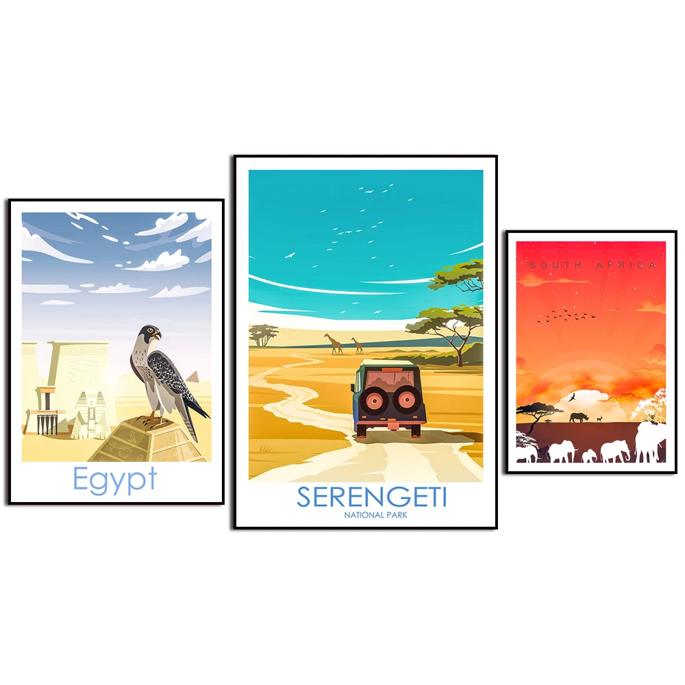 جنوب أفريقيا سيرنجيتي السنغال الجزائر أوغندا المغرب مدغشقر مالي مصر. مشهد السفر في المدينة. المنزل الرسم على لوحات القماش الجدارية