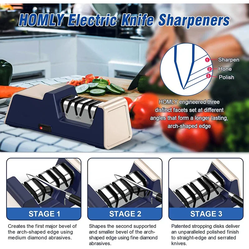 TAISUN Electric Knife Sharpener Professional Kitchen Knife Polishing Sharpening System Tools Diamond Stone Package 400 600 10000