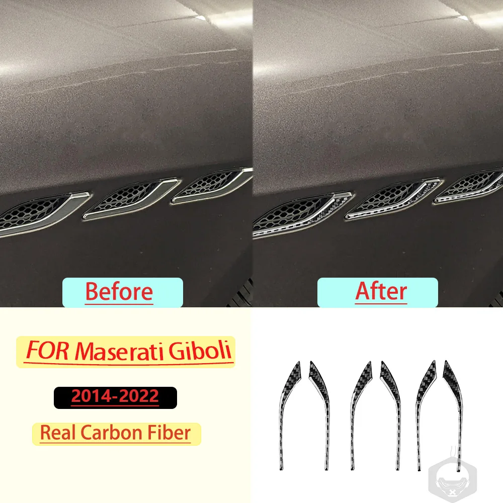 Real Carbon Fiber For Maserati Giboli 2014–2022 Car Body Sides Outer Air Vent Trim Customizable Car Sticker Interior Accessories