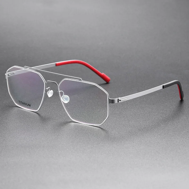 Retro Large Frame Glasses Frame with Myopia Glasses Anti-blue Light Discoloration Pure Titanium Fashion Frame with Sunglasses.