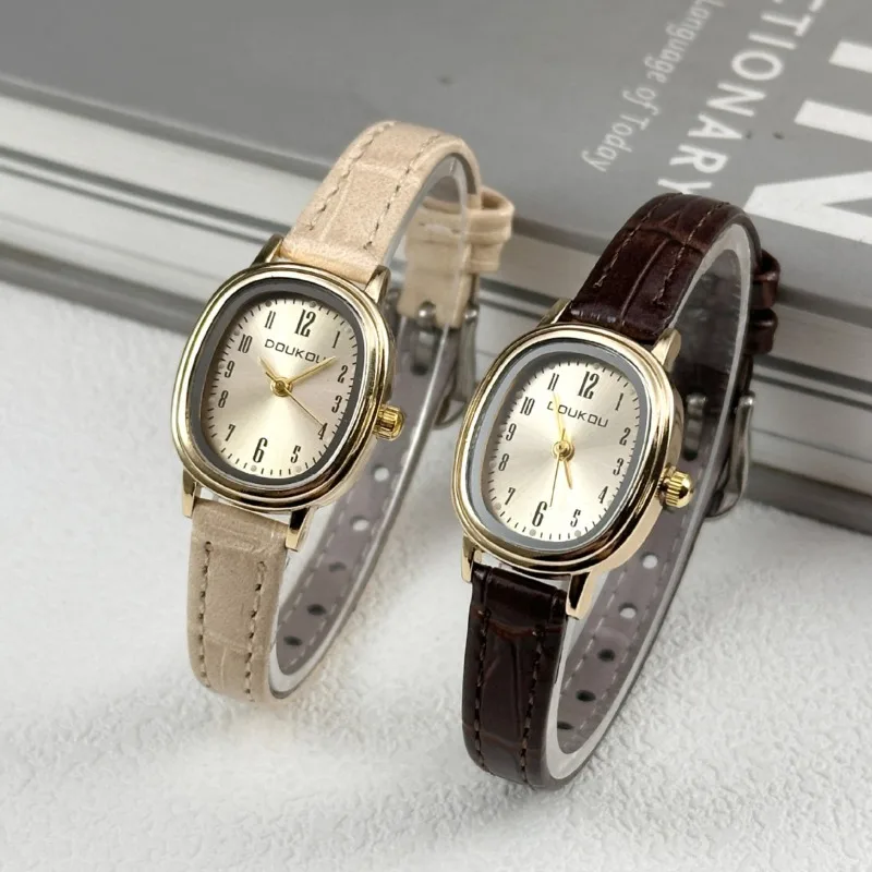 

Luxury Oval Dial Women Watches Fashion Ladies Gift Dress Quartz Watches Leather Strap Student Wristwatches