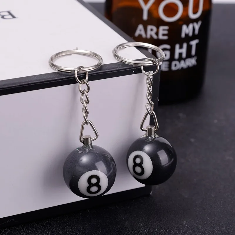 8 Ball Keychain Creative Lucky Black Round Ball Charm Key Ring Gift and Magic Jewelry Accessories for Billiards Love Players