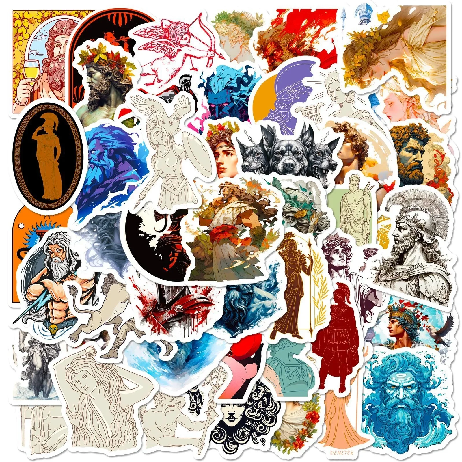 10/50/100PCS Cool Ancient Greek Mythology Cartoon Stickers Vinyl DIY Laptop Scrapbook Bottle Fridge Phone Graffiti Toy Sticker