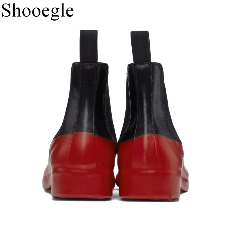 Men Black Red Shoes Winter Boots Retro Style Ankle Boots Slip On Casual Boots High-top Men's Shoes Wear-resistant