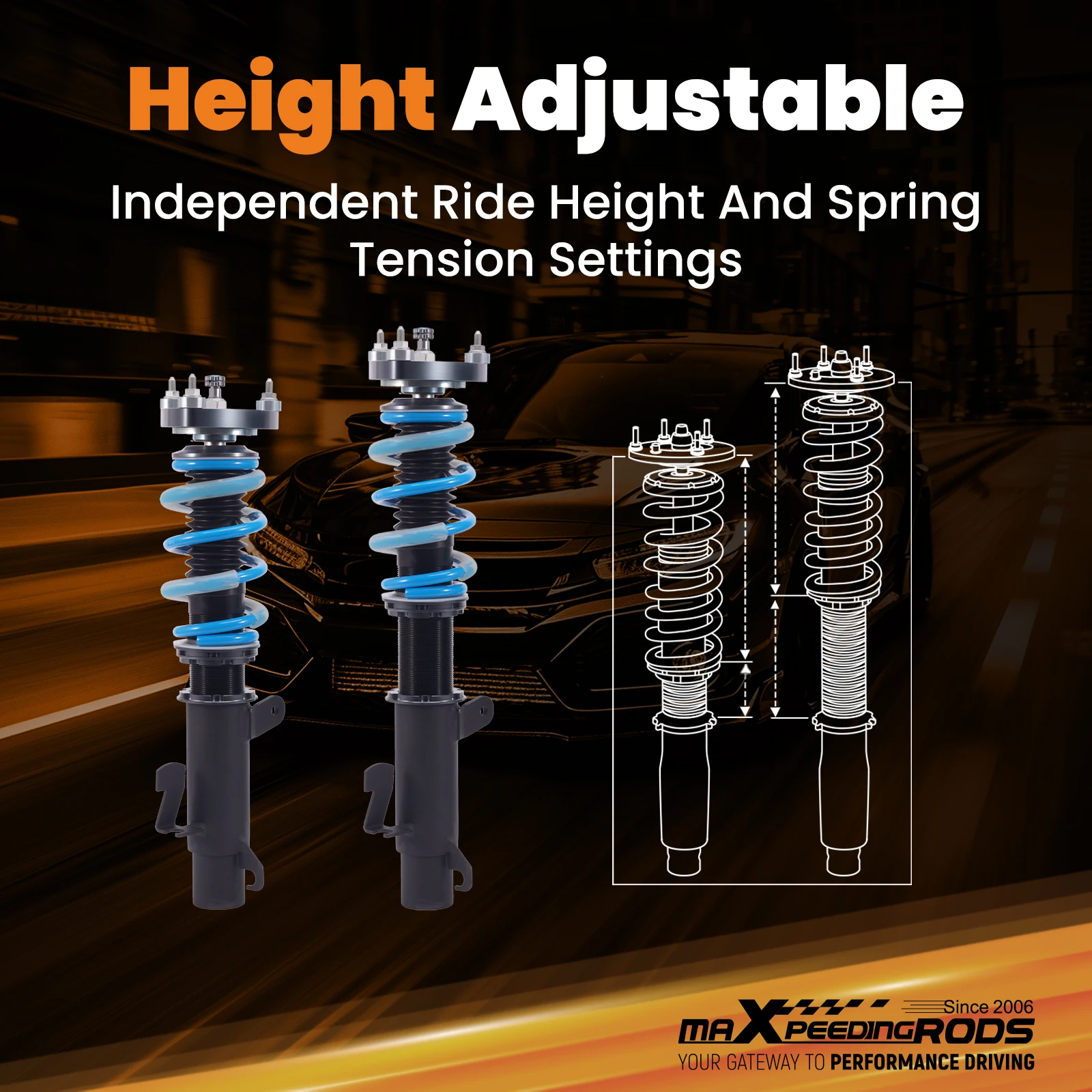 

MaXpeedingrods T6 Coilover Spring+Shock for Volvo C30 07-13, S40 05-12 FWD