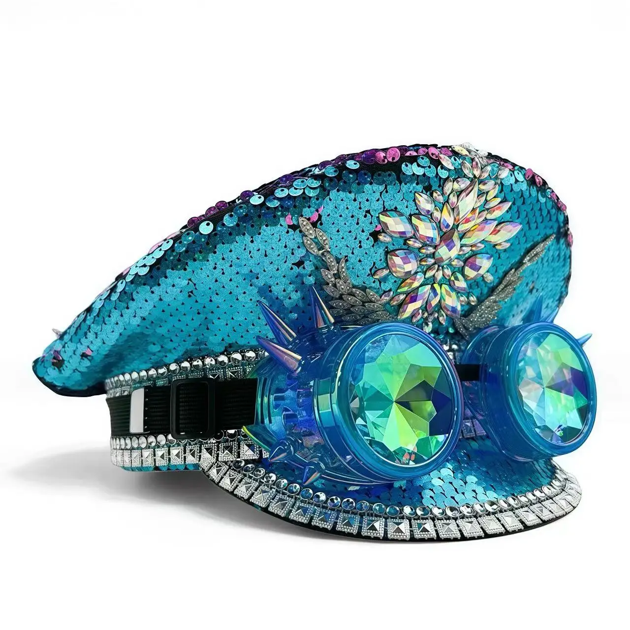 

Шляпа капитана в стиле стимпанк со стразами для Марди Гра, карнавала, рейв-фестивалей, аксессуары и праздничная шляпа для женщин и мужчин