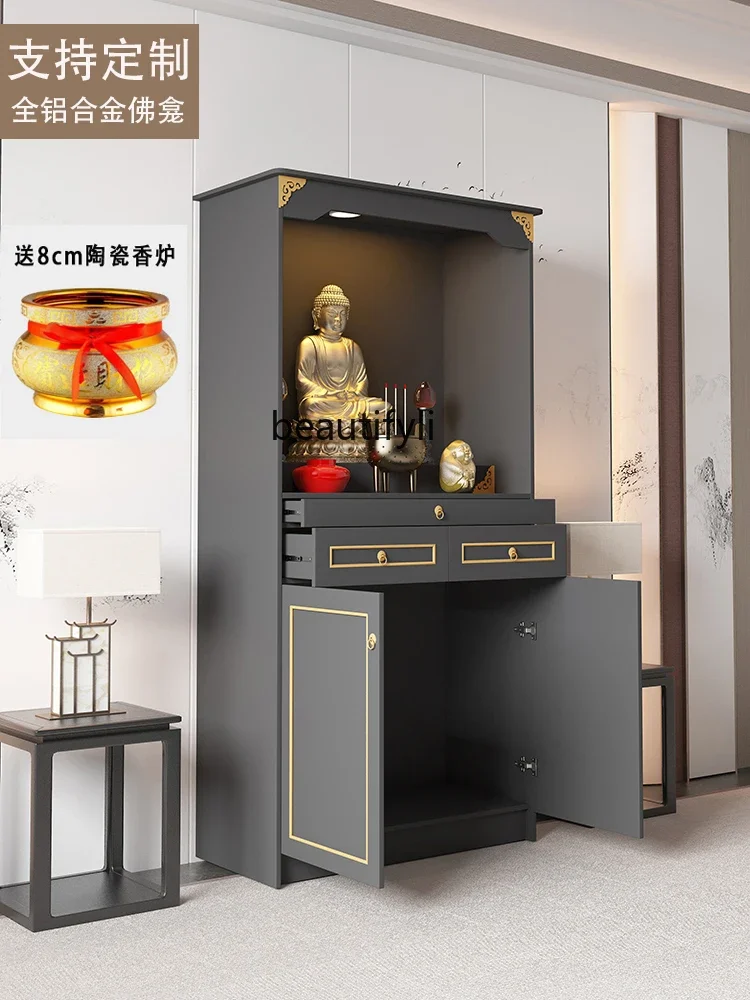 Aluminum Alloy New Chinese Buddha Niche Storage Locker Hall Home Altar Altar