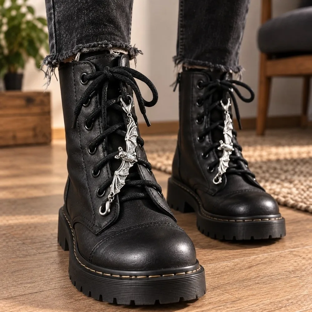 2pcs/set Vintage Gothic Shoe Lace Charms Punk Detachable Metal Shoe Charms Alloy Shoe Pendants Halloween Decoration