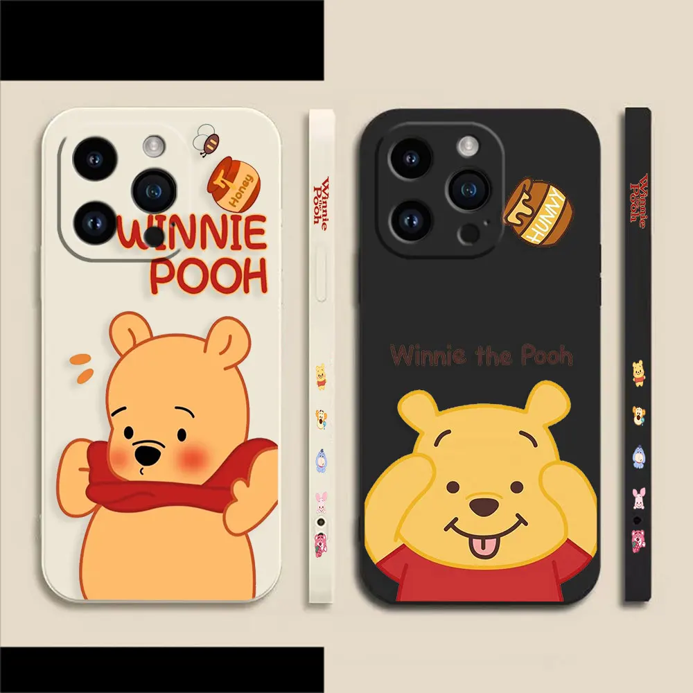 Anime Piglet Winnie Pooh Phone Case For Apple iPhone 14 13 12 11 Pro XS Max Mini X XR SE 7 8 6 15 Plus Colour Liquid Case Funda