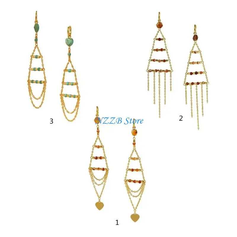 

T21F Delicate Natural Stone Dangle Earrings Adornment Ear Drop Pendant Accessories Fringe Ear Hooks for Daily Wear Dates