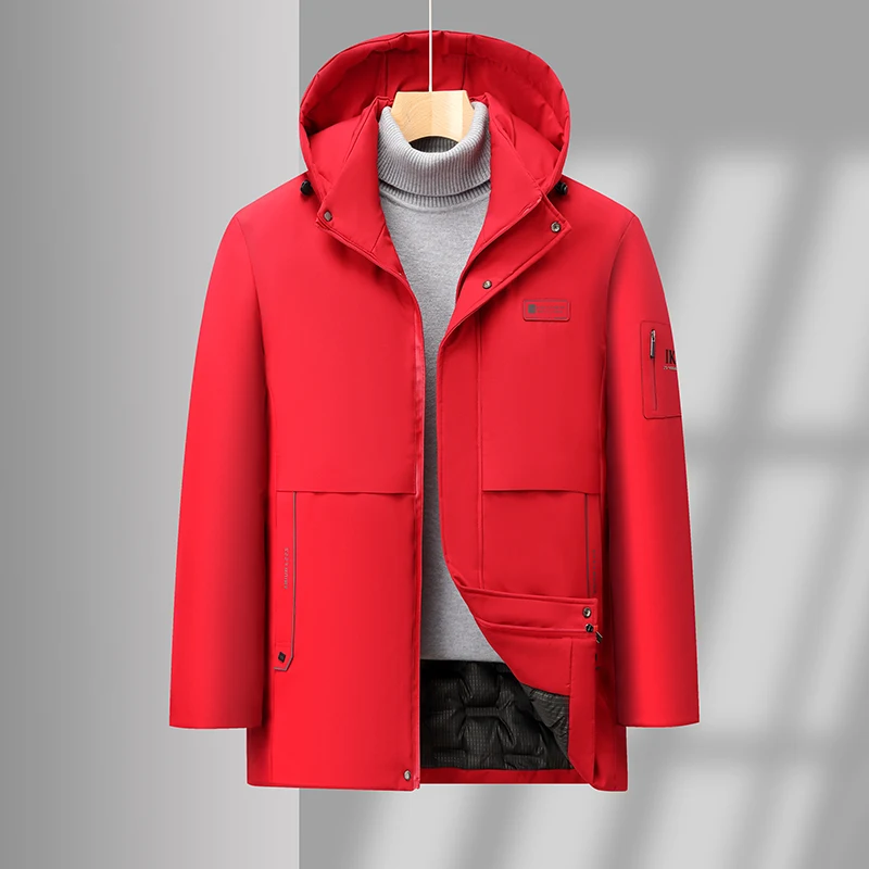 

Мужское теплое пальто из хлопка на подкладке Thiened Fce Midlife, зимнее теплое пальто, повседневное длинное пальто-стойка с застежкой-молнией