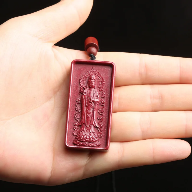 Natural Purple Gold Cinnabar Nanhai Avalokitesvara Pendant Brand Portable Children Men's and Women's Necklaces Wholesale