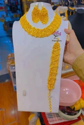 Dubai New 24K Gold Plated Necklace, Earrings, Bracelet for Women's Wedding Party Jewelry Set DD10526