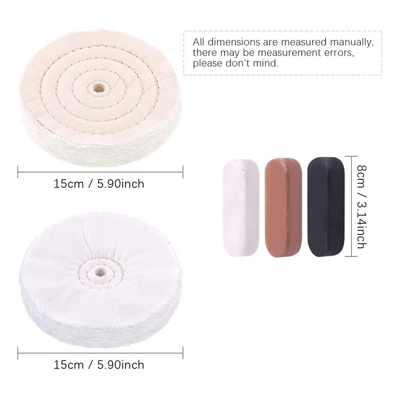 NEW-6 Pcs 6 Inch Buffing Polishing Wheels Including Cotton And Flannel With 1/2 Inch Arbor Wheel For Bench Grindes