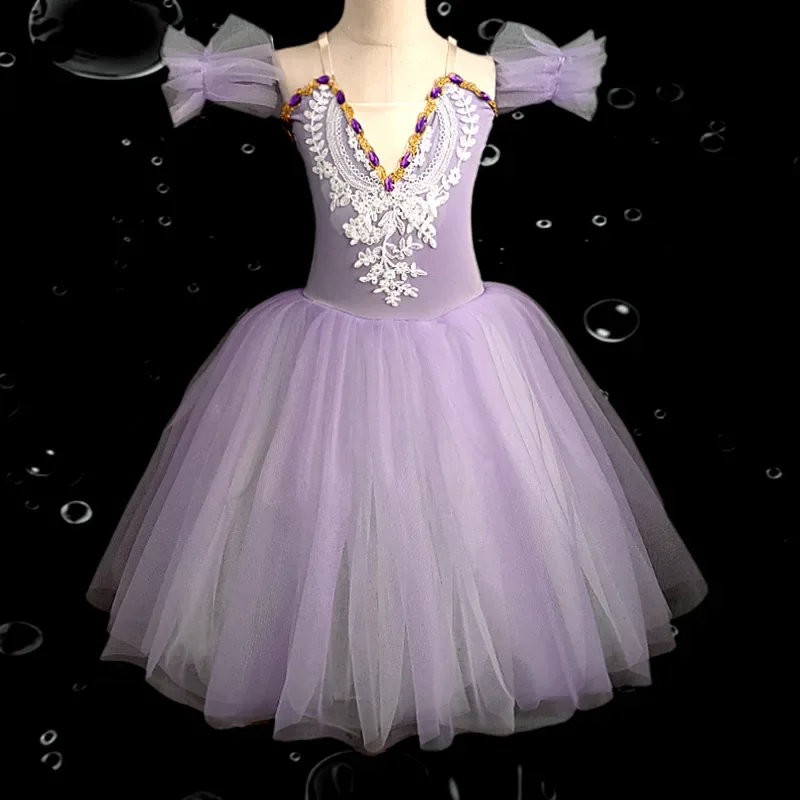 

Новая мягкая газовая юбка для детского балета, пышная юбка, балетный танцевальный костюм для девочек, костюм для выступлений на сцене студенческой группы