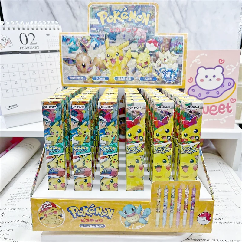 cute pokemon kawaii press gel pen black ink canetas neutras brinde promocional escritorio e material escolar 05 mm 36 pcs por lote 01