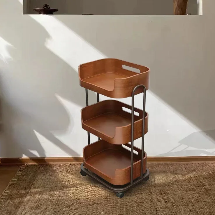 عربة من الخشب الصلب لصالونات التجميل ذات مزاج بارع، عربة نادي سبا، مانيكير لإدارة البشرة ورف للشعر #2