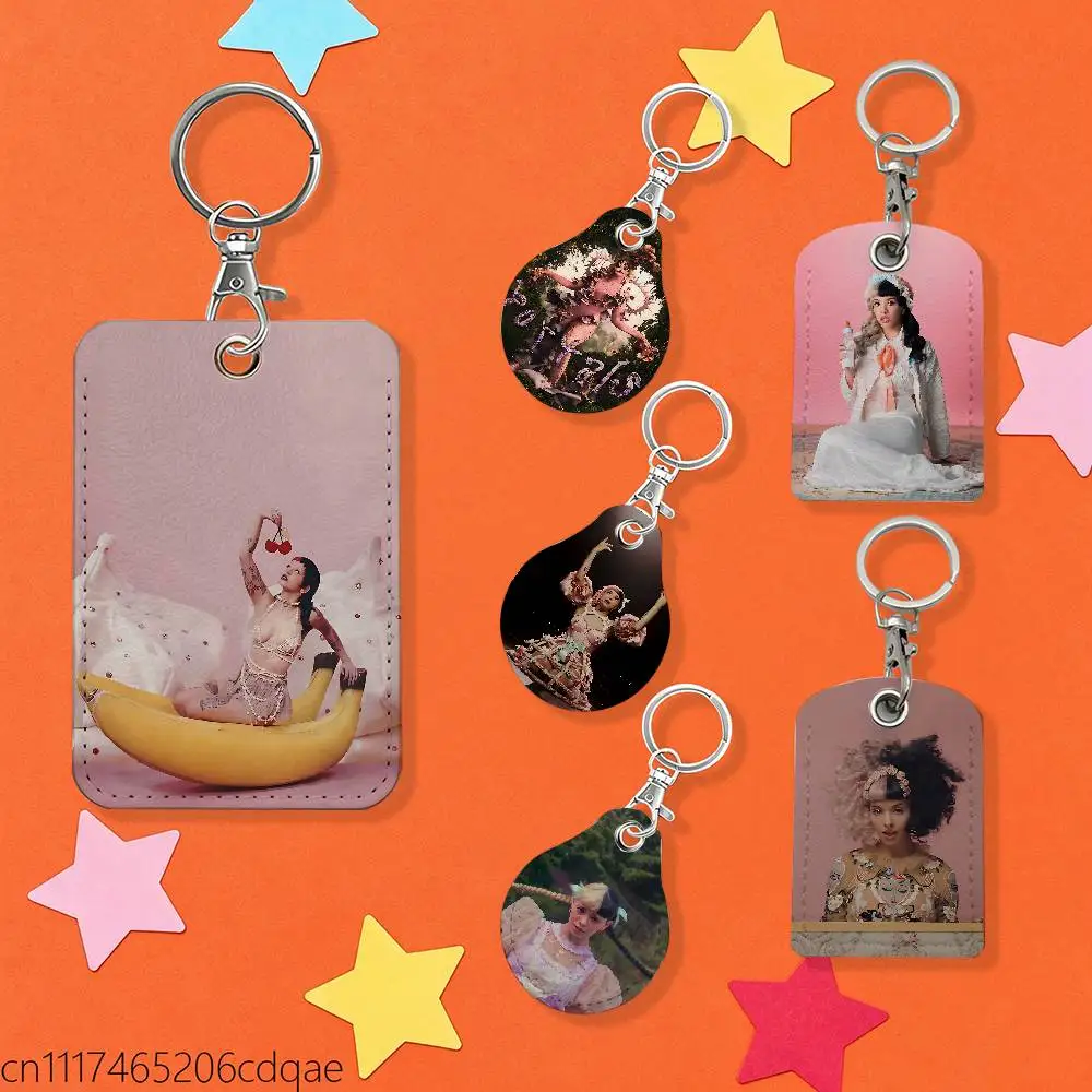 FOR Melanie Martinez HADES 1pcs Leather Card Holder With Key Ring Water Drop Shaped Key Case Keychain Doorlock Accessories