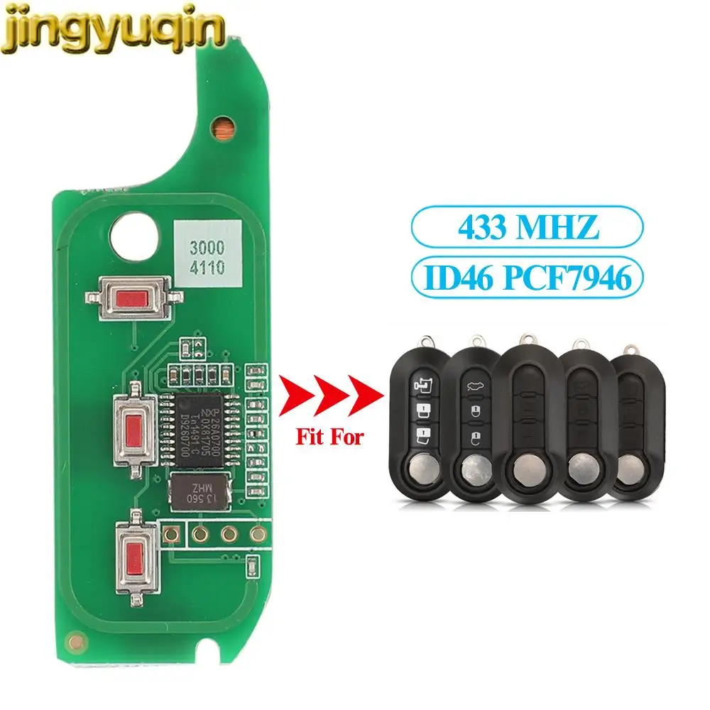 Jingyuqin Remote Car Key PCB Board 433MHZ ID46 PCF7946 Chip For Fiat 500 Panda Bravo Punto Ducato Stilo DEPHI Magnetti System