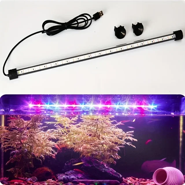 Wielokolorowe oświetlenie LED do akwarium 17-47 cm Zatapialna lampa nastrojowa USB Wodoodporny akwarium Dekoracyjne rośliny do uprawy Akcesoria świetlne