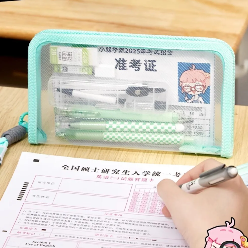 New Large Capacity Pencil Case Transparent Portable Pen Bag PVC Hand-held Stationery Storage Bag Student Gift