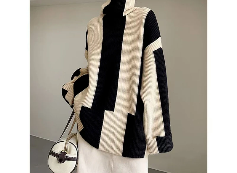 

2025 Turtleneck Sweater Women's Autumn and Winter New Loose Outer Wear Lazy Style Fashion Thickened Knitted Sweater