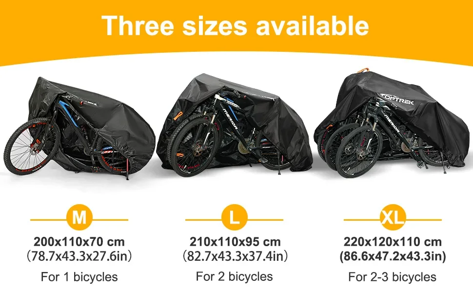 Toptrek210D Allwetter-Fahrradabdeckung Wasserdicht Staubdicht UV-Beständig Langlebig Mehrzweck Tragbarer Fahrradschutz für Rennräder und MTB – Detail 3