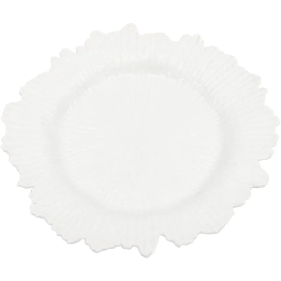 

24 Pcs Charger Plates Bulk 13" Round Plastic Reef Dinner Plates Chargers Reusable Ruffled Rim Serving Plates for Wedding Party