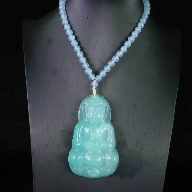 

Natural Classic Fashion Quartzite Jade Guanyin Pendant Necklace