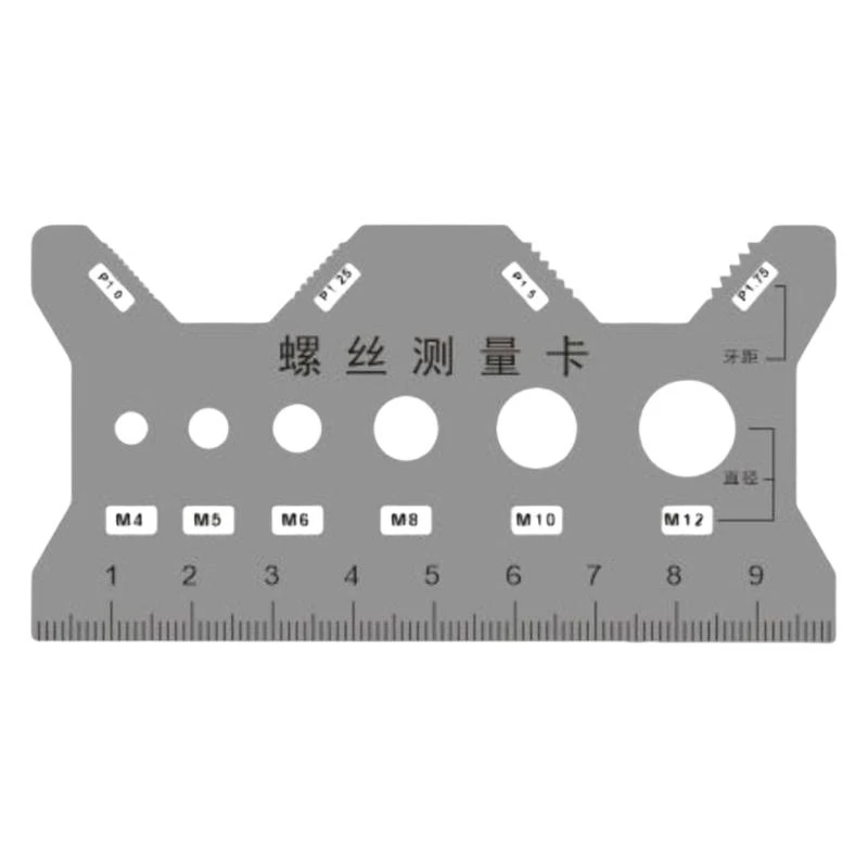 F92C Portable Screw Measurement Card Screw Size Gauges for 4mm/5mm/6mm/8mm/10mm Size