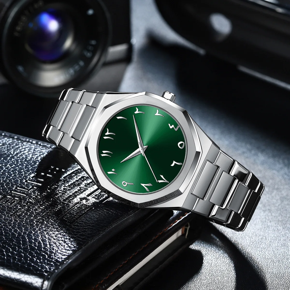 

Классические деловые мужские часы, брендовые стальные ремешки, серебряные ближневосточные арабские цифровые циферблаты, водонепроницаемые кварцевые часы, настраиваемые