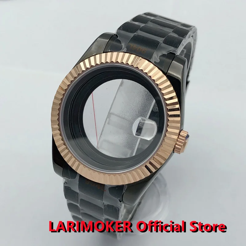 

LARIMOKER 2022 36mm/39mm Black PVD Sapphire Glass Date Fit NH34 NH35 8215 821A DG2813 ETA2824 3804 PT5000 Case Movement