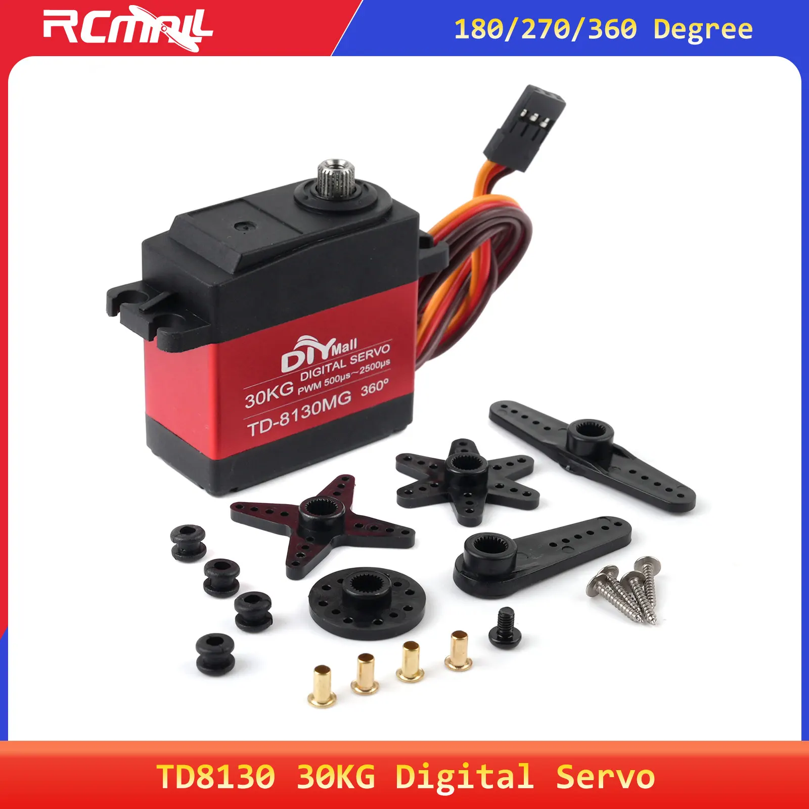 TD8130 30KG High Torque Digital Servo Motor Metal Gear Waterproof 180 270 360 Degree Rotation for RC Car Robot Arm DIY