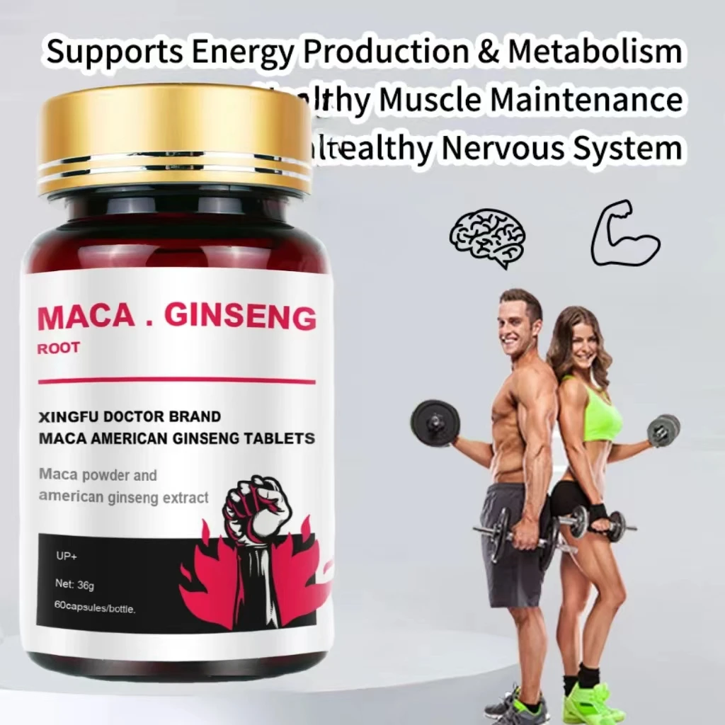 American Maca+Ginseng Capsule 60 Tablets 100% Pure Non-GMo Supports Reproductive Health Natural Energizer