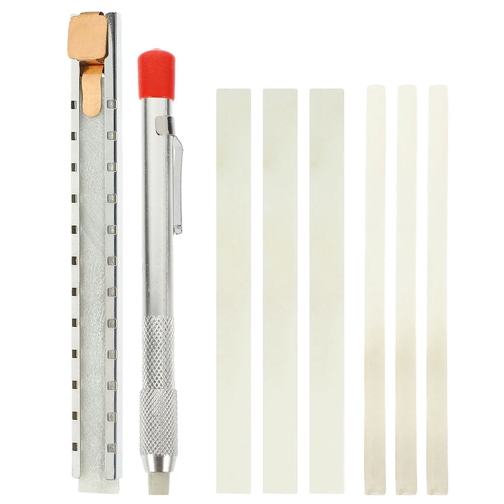 Stone Pen Scribing Tool Draw Soapstone Flat Steel Pencil for Tile Stones Holder Stainless Textile Marking Paint Marker